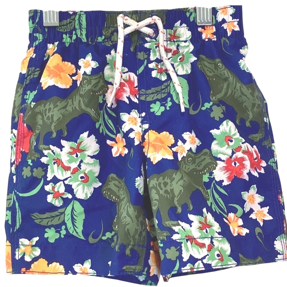 Baby Gap Toddler Boys Blue Dinosaur Floral Swim Trunks Shorts - Size 2T